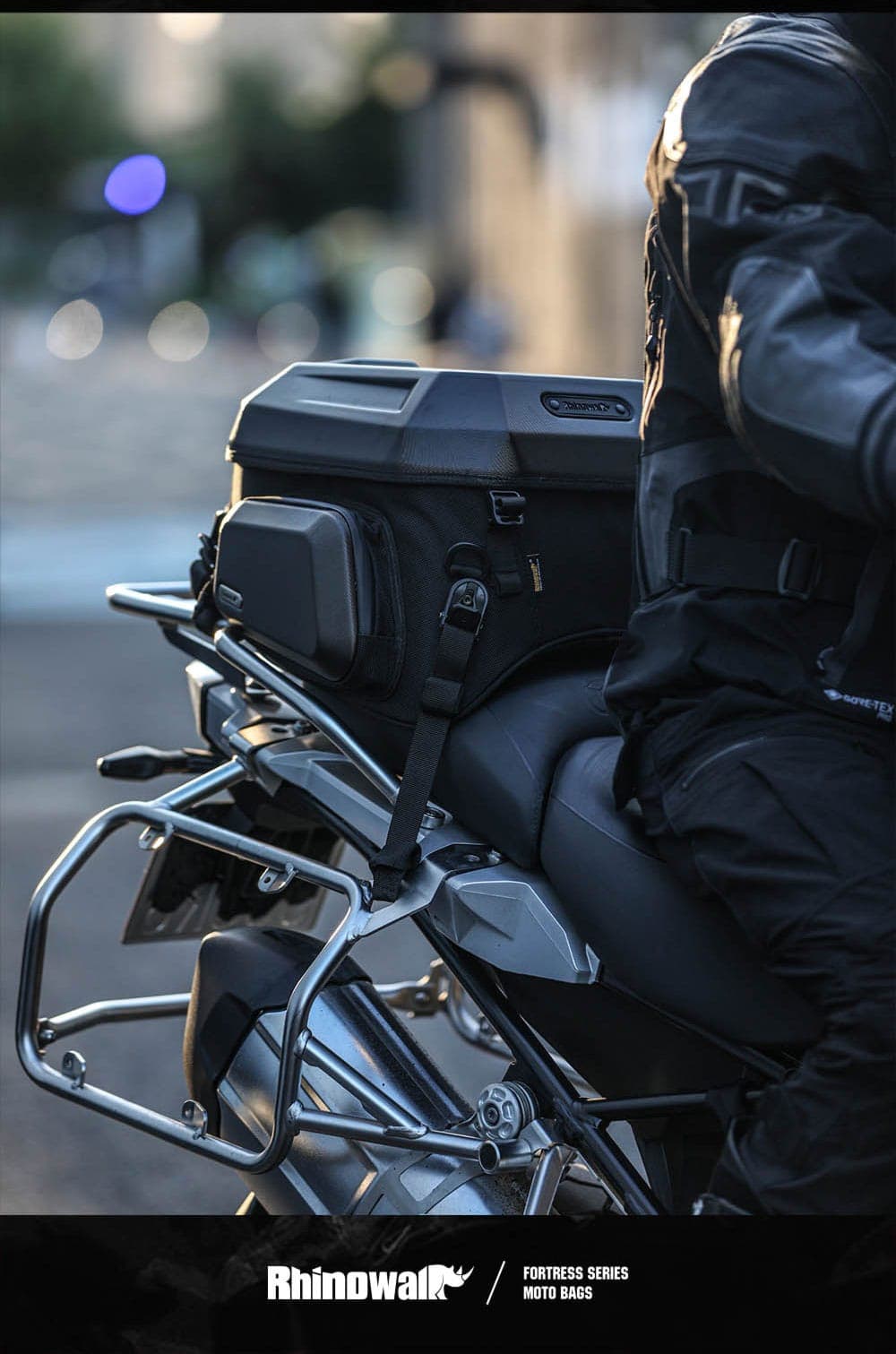 Rhino walk Hard Shell Motorcycle Tail Bag with Expandable
