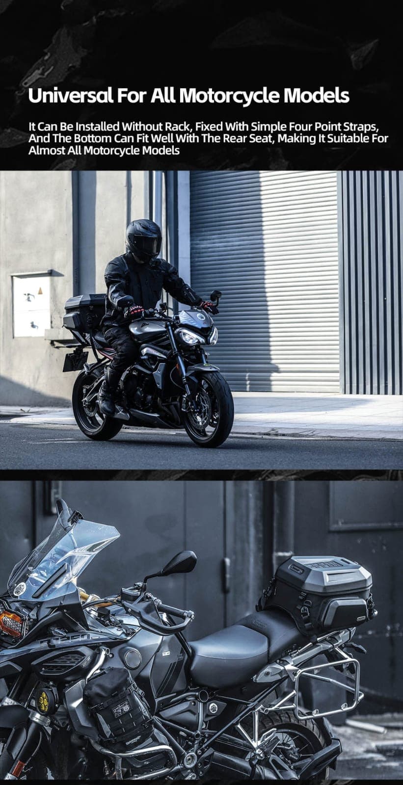 Rhino walk Hard Shell Motorcycle Tail Bag with Expandable
