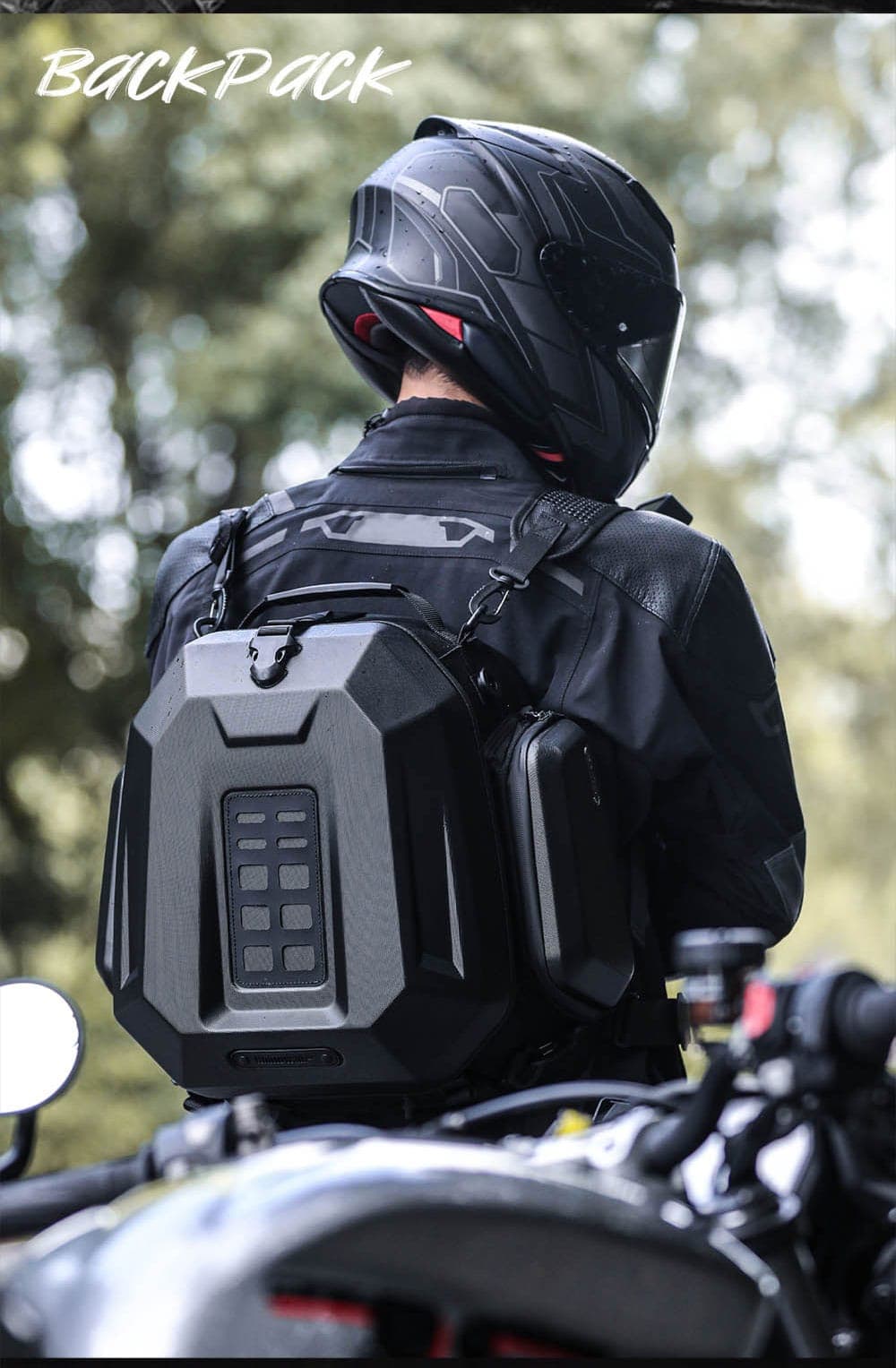 Rhino walk Hard Shell Motorcycle Tail Bag with Expandable