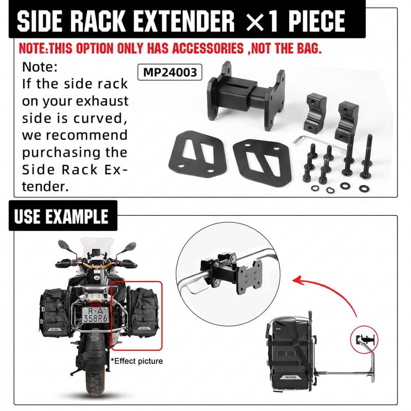 Motorcycle Pannier Side Rack Extender Bracket (Model: MP24003)