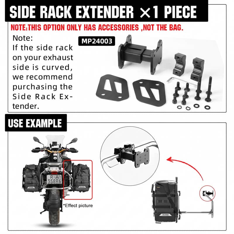 Motorcycle Pannier Side Rack Extender Bracket (Model: MP24003)