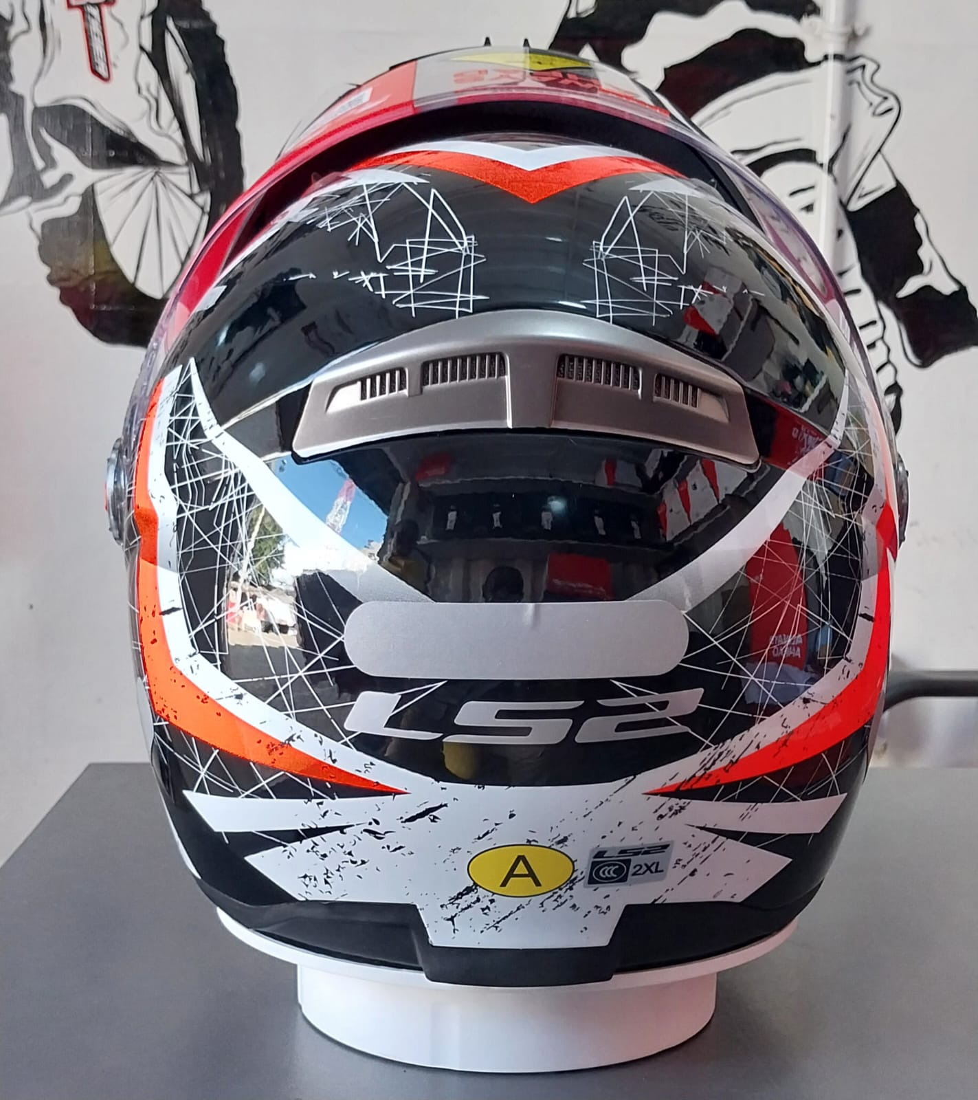 LS2 Modular Red Black White - Modular redblack white back.jpg | Premium Motorcycle Gear Kenya